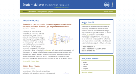 Front page with News