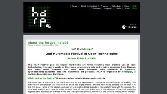 Front page for the festival